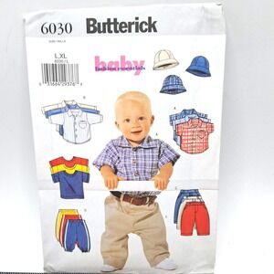 Butterick 6030 Sewing Pattern Baby Infants‎ L XL Shirt Pants Hat Vintage UNCUT